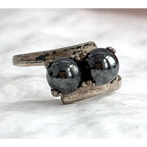 Tahitian Pearl Bead Accented Sterling Silver 925 Vintage Ring - sz 6.25